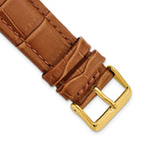 DeBeer 22mm Havana Matte Alligator Grain Leather with Gold-tone Buckle 7.5 inch Watch Band