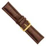 DeBeer 26mm Havana Matte Alligator Grain Leather with Gold-tone Buckle 7.5 inch Watch Band