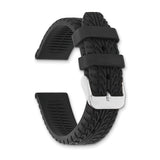 DeBeer 20mm Black Tread Silicone Rubber with Brushed Stainless Steel Buckle 8 inch Watch Band