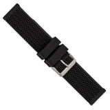 22mm Black Tread Silicone Rubber Stainless Steel Buckle Watch Band