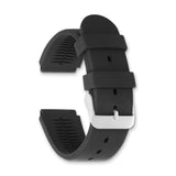 20mm Black Smooth Silicone Rubber Stainless Steel Buckle Watch Band