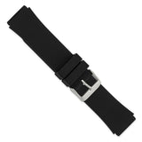 20mm Black Smooth Silicone Rubber Stainless Steel Buckle Watch Band