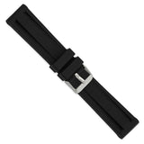 20mm Black Grooved Silicone Rubber Stainless Steel Buckle Watch Band