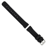 DeBeer 20mm Black Smooth Bevel Silicone Rubber with Brushed Stainless Steel Buckle 8.5 inch Watch Band