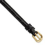 DeBeer 6mm Black Alligator Grain Leather with Gold-tone Buckle 6.75 inch Watch Band