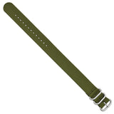 DeBeer 22mm One-Piece Olive Green Military Ballistic G10 Nylon with Brushed Stainless Steel Buckle 10.75 inch Watch Band