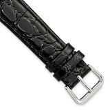 DeBeer 18mm Short Black Alligator Grain Leather with Silver-tone Buckle 6.75 inch Watch Band