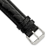 DeBeer 17mm Black Alligator Grain Leather with Silver-tone Buckle 7.5 inch Watch Band