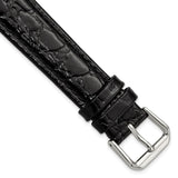 DeBeer 18mm Black Alligator Grain Leather with Silver-tone Buckle 7.5 inch Watch Band
