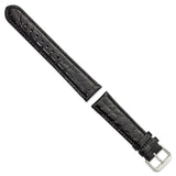 DeBeer 20mm Black Alligator Grain Leather with Silver-tone Buckle 7.5 inch Watch Band