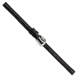 6mm Black Alligator Grain Leather Silver-tone Buckle Watch Band