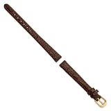 DeBeer 10mm Dark Brown Alligator Grain Leather with Gold-tone Buckle 6.75 inch Watch Band