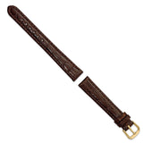 DeBeer 14mm Dark Brown Alligator Grain Leather with Gold-tone Buckle 6.75 inch Watch Band