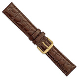 DeBeer 20mm Dark Brown Alligator Grain Leather with Gold-tone Buckle 7.5 inch Watch Band