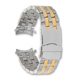 DeBeer 20-22mm Satin and Polished Two-tone Stainless Steel Breitling Pilot-Style Solid Links with Deployment Buckle 7.5 inch Watch Band