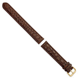 DeBeer 19mm Extra Long Brown Alligator Grain Leather with Gold-tone Buckle 9.5 inch Watch Band