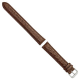 DeBeer 20mm Extra Long Brown Alligator Grain Leather with Silver-tone Buckle 9.5 inch Watch Band