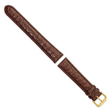 DeBeer 20mm Long Brown Alligator Grain Leather with Gold-tone Buckle 8.5 inch Watch Band