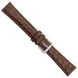 19mm Long Dark Brown Alligator Grain Silver-tone Buckle Watch Band