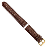 DeBeer 20mm Short Brown Alligator Grain Leather with Gold-tone Buckle 6.75 inch Watch Band