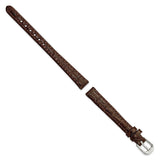 DeBeer 10mm Brown Alligator Grain Leather with Silver-tone Buckle 6.75 inch Watch Band