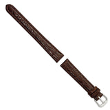 DeBeer 14mm Brown Alligator Grain Leather with Silver-tone Buckle 6.75 inch Watch Band
