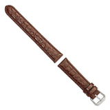 18mm Dark Brown Alligator Grain Leather Silver-tone Buckle Watch Band
