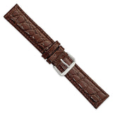 DeBeer 19mm Brown Alligator Grain Leather with Silver-tone Buckle 7.5 inch Watch Band