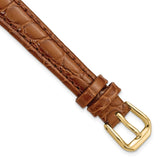 DeBeer 12mm Havana Alligator Grain Leather with Gold-tone Buckle 6.75 inch Watch Band