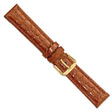 DeBeer 18mm Havana Alligator Grain Leather with Gold-tone Buckle 7.5 inch Watch Band