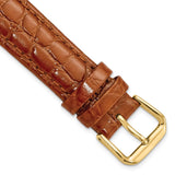 DeBeer 18mm Havana Alligator Grain Leather with Gold-tone Buckle 7.5 inch Watch Band