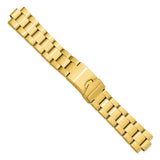DeBeer 18-20mm Satin Gold-tone Stainless Steel Oyster-Style Solid Link with Deployment Buckle 7 inch Watch Band