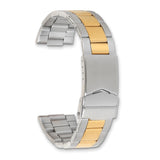 DeBeer 18-20mm Satin Two-tone Stainless Steel Oyster-Style Link with Deployment Buckle 6.75 inch Watch Band