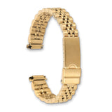 DeBeer 12-15mm Ladies Satin and Polished Gold-tone Stainless Steel Jubilee-Style with Deployment Buckle 7 inch Watch Band