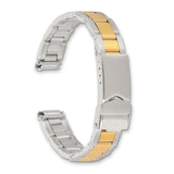 DeBeer 11-14mm Ladies Satin Two-tone Stainless Steel Oyster-Style with Deployment Buckle 6.75 inch Watch Band