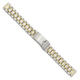 DeBeer 12-16mm Ladies Satin and Polished Two-tone Stainless Steel Oyster-Style with Deployment Buckle 7 inch Watch Band
