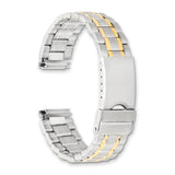 DeBeer 12-16mm Ladies Satin and Polished Two-tone Stainless Steel Oyster-Style with Deployment Buckle 7 inch Watch Band