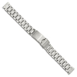 DeBeer 12-16mm Ladies Satin and Polished Stainless Steel Oyster-Style with Deployment Buckle 7 inch Watch Band