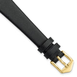 Gilden 14mm Black Classic Calfskin Gold-tone Buckle Watch Band