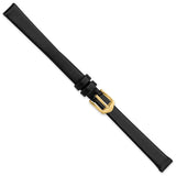 Gilden Long 10mm Black Calfskin Gold-tone Buckle Watch Band