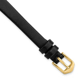 Gilden Long 10mm Black Calfskin Gold-tone Buckle Watch Band