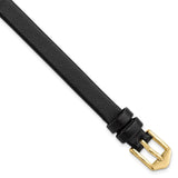 Gilden Long 8mm Black Calfskin Gold-tone Buckle Watch Band