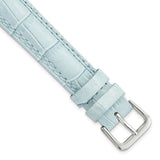 Gilden 16mm Pale Blue Padded Gator Grain Calfskin Leather with Silver-tone Aluminum Buckle 7.5 inch Watch Band
