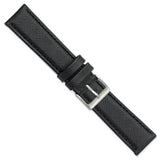 Gilden 20mm Black Saffiano-style Leather Watch Band
