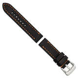 Gilden 22mm Black Thick and Heavy Sport Calfskin Leather with Brown Stitching and Stainless Steel Buckle 8.1 inch Watch Band