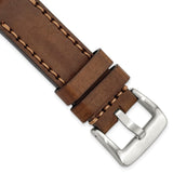 Gilden 24mm Brown Thick and Heavy Sport Calfskin Leather with Brown Stitching and Stainless Steel Buckle 8.1 inch Watch Band