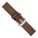 Gilden 26mm Brown Thick and Heavy Sport Calfskin Leather with Brown Stitching and Stainless Steel Buckle 8.1 inch Watch Band