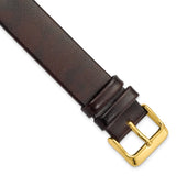 DeBeer 18mm Dark Brown Italian Calfskin Leather with Square End Gold-tone Buckle 7.75 inch Watch Band