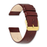 DeBeer 18mm Havana Italian Calfskin Leather with Square End Gold-tone Buckle 7.75 inch Watch Band