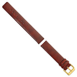 DeBeer 18mm Havana Italian Calfskin Leather with Square End Gold-tone Buckle 7.75 inch Watch Band